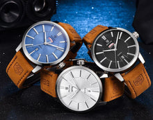 Load image into Gallery viewer, Business Fashion Men Watches Brown Luxury Military Leather Band Wristwatches Date Week Display Watch