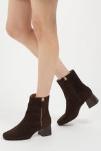 Load image into Gallery viewer, Arina Dress Ankle Bootie with a Block Heel in Café