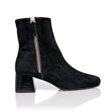 Load image into Gallery viewer, Arina Dress Ankle Bootie with a Block Heel in Black Suede