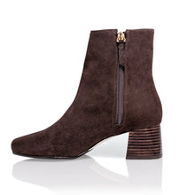 Load image into Gallery viewer, Arina Dress Ankle Bootie with a Block Heel in Café