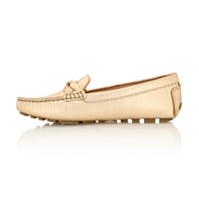 Load image into Gallery viewer, PIPER Leather Driving Loafer Gold Metallic