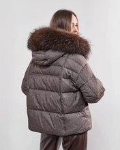 Load image into Gallery viewer, Remi Genuine Fur Trim Down Fill Jacket in Umber