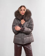 Load image into Gallery viewer, Remi Genuine Fur Trim Down Fill Jacket in Umber