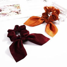 Load image into Gallery viewer, Pure Color Elastic Hair Band Rabbit Ear Bow Pearl Hair Rope Satin Ponytail Scrunchie Bobbles Elastic Hair Ties Ropes Ponytail Holder Accessories for Women And Girls