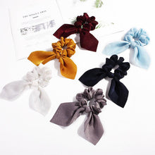 Load image into Gallery viewer, Pure Color Elastic Hair Band Rabbit Ear Bow Pearl Hair Rope Satin Ponytail Scrunchie Bobbles Elastic Hair Ties Ropes Ponytail Holder Accessories for Women And Girls