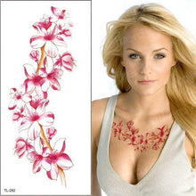 Load image into Gallery viewer, Purple 3D Flower Tattoos Waterproof Luxury Tattoo Rose Lotus Flower Body Art Fashion Stickers For Womens
