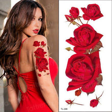 Load image into Gallery viewer, Purple 3D Flower Tattoos Waterproof Luxury Tattoo Rose Lotus Flower Body Art Fashion Stickers For Womens