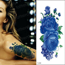 Load image into Gallery viewer, Purple 3D Flower Tattoos Waterproof Luxury Tattoo Rose Lotus Flower Body Art Fashion Stickers For Womens