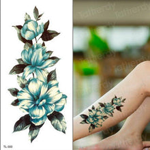 Load image into Gallery viewer, Purple 3D Flower Tattoos Waterproof Luxury Tattoo Rose Lotus Flower Body Art Fashion Stickers For Womens
