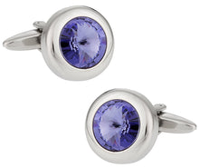 Load image into Gallery viewer, Purple Solitaire Crystal Cufflinks