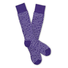 Load image into Gallery viewer, Purple / White Broken Stripe Dress Socks