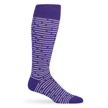 Load image into Gallery viewer, Purple / White Broken Stripe Dress Socks