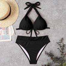 Load image into Gallery viewer, Push Up Bikini New Two Piece Swimsuit Women High Waist Black Pink Bikinis Set Women's Halter Padded Top Push Up Bikini Set Two Piece Swimsuits Bathing Suits Beachwear Swimwear Beachwear Bathing Suit