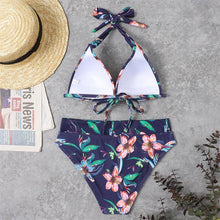 Load image into Gallery viewer, Push Up Bikini New Two Piece Swimsuit Women High Waist Black Pink Bikinis Set Women's Halter Padded Top Push Up Bikini Set Two Piece Swimsuits Bathing Suits Beachwear Swimwear Beachwear Bathing Suit