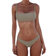 Load image into Gallery viewer, Push Up Bikini Set Swimsuits High Waist Swimwear Women Ribbed Bathing Suits Brazilian Bikinis Swimsuit for Women Bottom Triangle Bikinis Top Bathing Suit