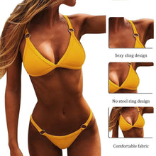 Load image into Gallery viewer, Push Up Bikini Set Swimsuits High Waist Swimwear Women Ribbed Bathing Suits Brazilian Bikinis Swimsuit for Women Bottom Triangle Bikinis Top Bathing Suit