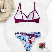 Load image into Gallery viewer, Push Up Floral Bikini Sets Women Two Pieces Swimsuits Women's Bathing Suits Push Up Halter Bandage Bikini Floral Printing Swim Bottoms Two Piece Swimsuits New Girl Beach Bathing Suits Swimwear