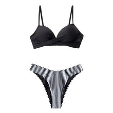 Load image into Gallery viewer, Push Up Floral Bikini Sets Women Two Pieces Swimsuits Women's Bathing Suits Push Up Halter Bandage Bikini Floral Printing Swim Bottoms Two Piece Swimsuits New Girl Beach Bathing Suits Swimwear