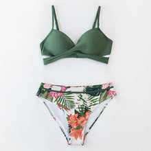 Load image into Gallery viewer, Push Up Floral Bikini Sets Women Two Pieces Swimsuits Women's Bathing Suits Push Up Halter Bandage Bikini Floral Printing Swim Bottoms Two Piece Swimsuits New Girl Beach Bathing Suits Swimwear