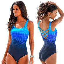 Load image into Gallery viewer, Push Up Swimwear Back One-piece Beach Bathing Suit Colorful Print One Piece Women Swimsuit Women's Plunge Bathing Suit Strappy Mesh One Piece Swimsuit Tummy Control Swimwear