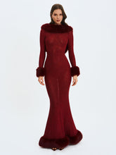 Load image into Gallery viewer, Mellie Burgundy Regular-Length Rhinestone Mesh Low Back Mermaid Gown