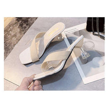 Load image into Gallery viewer, Queen Fashion PU Sandals Knit Women Transparent Sandals Pointed Toe High Heels Party Cross Women High Heel Sandals Transparent Pointed Toe Luxury Dress Outdoor Sandals