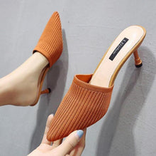 Load image into Gallery viewer, Queen Fashion PU Sandals Knit Women Transparent Sandals Pointed Toe High Heels Party Cross Women High Heel Sandals Transparent Pointed Toe Luxury Dress Outdoor Sandals