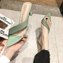 Load image into Gallery viewer, Queen Fashion PU Sandals Knit Women Transparent Sandals Pointed Toe High Heels Party Cross Women High Heel Sandals Transparent Pointed Toe Luxury Dress Outdoor Sandals