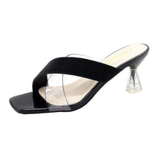 Load image into Gallery viewer, Queen Fashion PU Sandals Knit Women Transparent Sandals Pointed Toe High Heels Party Cross Women High Heel Sandals Transparent Pointed Toe Luxury Dress Outdoor Sandals