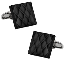 Load image into Gallery viewer, Quilted Metallic Black Cufflinks