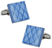 Load image into Gallery viewer, Quilted Metallic Blue Cufflinks