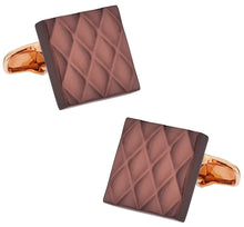 Load image into Gallery viewer, Quilted Metallic Brown Rose Gold Cufflinks
