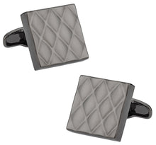 Load image into Gallery viewer, Quilted Metallic Gun Metal Cufflinks