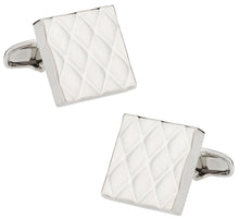 Load image into Gallery viewer, Quilted Metallic Silvertone Cufflinks