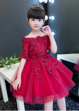 Load image into Gallery viewer, Red Tulle Flower Girl Dress - # GIAA221710002