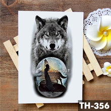 Load image into Gallery viewer, Realistic 3D Wolf Moon Temporary Tattoo Sticker Waterproof Stylish Body New Luxury Animal Tattoo For Men Women