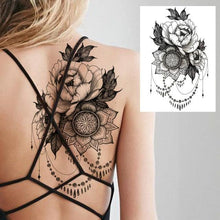 Load image into Gallery viewer, Realistic Big Flower Temporary Waterproof Sticker Tattoos For Body Painting Arm Legs Fake Black Rose Tattoos For Womens