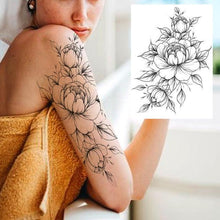 Load image into Gallery viewer, Realistic Big Flower Temporary Waterproof Sticker Tattoos For Body Painting Arm Legs Fake Black Rose Tattoos For Womens