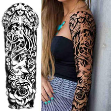 Load image into Gallery viewer, Realistic Full Arm Temporary Tattoos Sleeve Fake Tatoos Warrior Lion Tiger Flower Waterproof Tattoo Stickers For Womens Mens