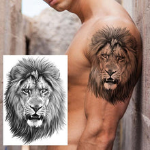 Load image into Gallery viewer, Realistic Lion Temporary Tattoo Black Warrior Sticker Waterproof Luxury Tattoo For Men Women