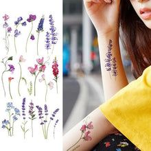 Load image into Gallery viewer, Realistic Sketches Black Flowers Temporary Waterproof Flower Tattoos Modern Body Arm Drawing For Womens