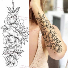 Load image into Gallery viewer, Realistic Sketches Black Flowers Temporary Waterproof Flower Tattoos Modern Body Arm Drawing For Womens