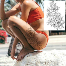 Load image into Gallery viewer, Realistic Tattoos Temporary Womens Flower Sticker Tattoos Waterproof Women Body Art Fake Legs Tattoo Stickers