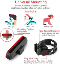 Load image into Gallery viewer, Rear Bike Tail Light USB Rechargeable Red Ultra Bright Taillights Fit On Bicycle Easy to Install for Cycling Safety