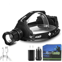 Load image into Gallery viewer, Rechargeable Adjustable Brightest Zoomable Powerful XHP160 LED Headlamp Waterproof Headlight Power Bank 18650 Battery Headlamps For Hiking Camping Fishing Running