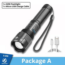 Load image into Gallery viewer, Rechargeable Adjustable Led Flashlights With High Lumen With Battery Display Super Bright Waterproof Flashlight 5 Lighting Modes For Adventure Hiking Camping Hunting New Design