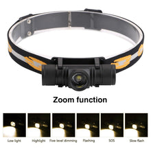 Load image into Gallery viewer, Rechargeable Adjustable LED Power Headlamp USB Flashlight Waterproof Headlight Torch Light Work Lamp For Outdoors Camping Running Survival Hiking