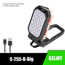 Load image into Gallery viewer, Rechargeable Adjustable USB LED Portable Charger Battery High Capacity with Digital Display LCD Screen Waterproof Flashlight COB Work Light For Repairing Outdoor Camping