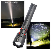 Load image into Gallery viewer, Rechargeable LED Flashlight High Lumen USB Ultra Bright Adjustable Powerful Zoomable Flashlight Water Resistant For Daily Household and Outdoor Camping Hiking Riding Running