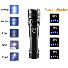 Load image into Gallery viewer, Rechargeable LED Flashlights High Lumens Waterproof Zoomable Super Bright Tactical Flashlight Powerful USB LED CREE Flashlight Hand Lamp For Hiking Camping Household Outdoor Sport